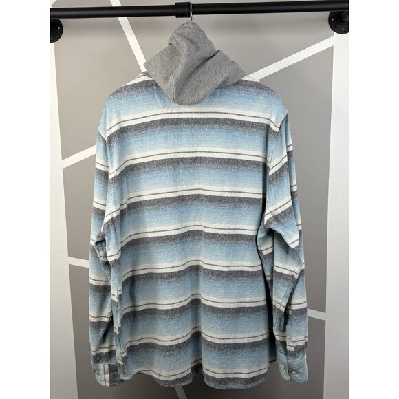 Johnnie O Surflannel Carver Button Up Hoodie Men’s 2XL Blue Shacket Surf Shirt - Picture 2 of 16